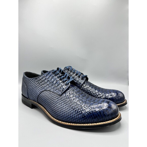 Stacy Adams Men\'s Madison Oxford Anaconda Print Shoes, Blue, Size 12 D main image 8